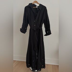 H&M Black Long Sleeve Dress with Eyelet Details
